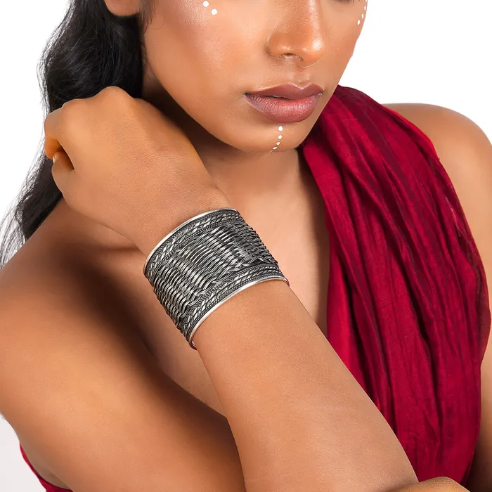 Teejh Bracelets Teejh Charulata Silver Oxidised Cuff Bracelet Teejh Bracelets Teejh Charulata Silver Oxidised Cuff Bracelet