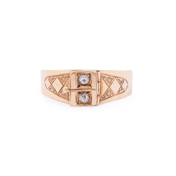 Victorian Dutch 14k Gold and Diamond Poison Ring Antique Rings