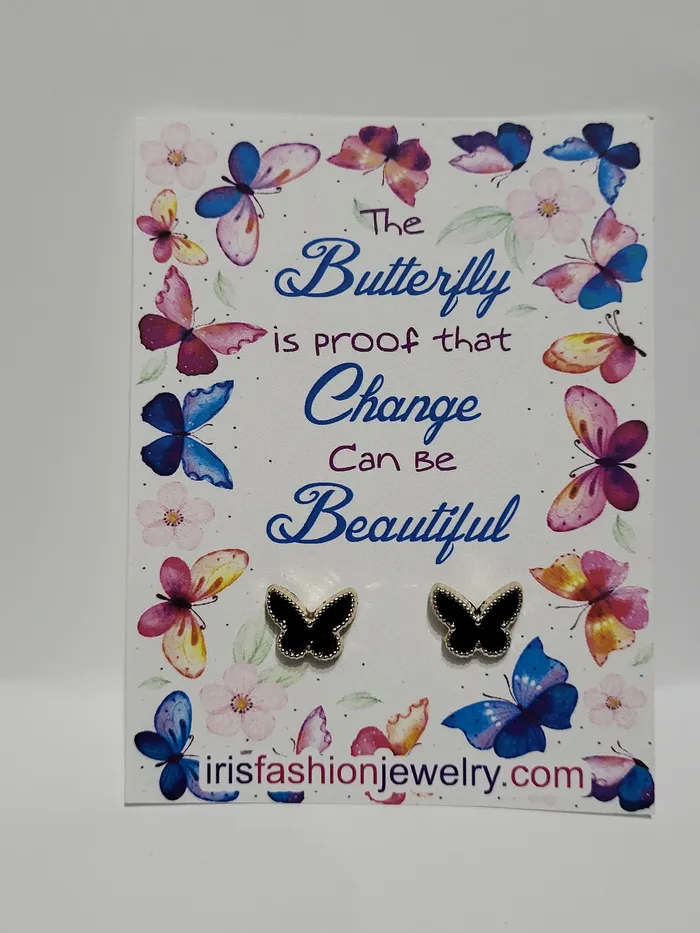01 Earrings AZ1630 Beautiful Butterfly Earrings Gun Black Gold Color