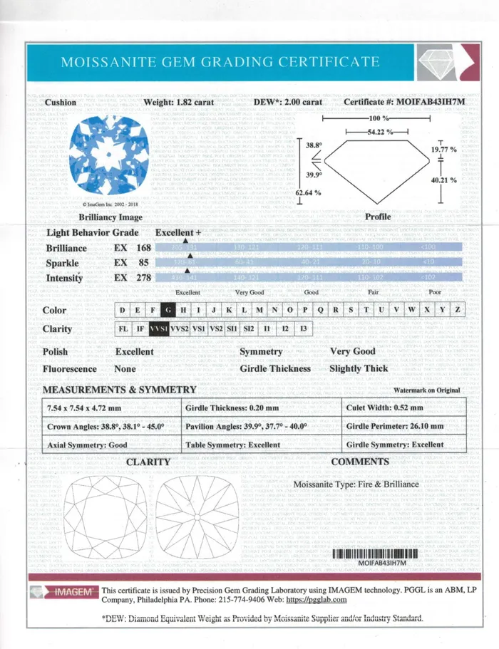 Earrings Fire Brilliance Certified OMC Cushion Fire Brilliance Loose Moissanite Stone 200 Carats G Color VVS1 Clarity