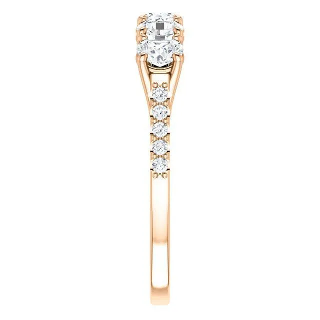 Fire Brilliance Rings Estella Round Moissanite 12 Eternity Accent Diamonds Bezel Anniversary Band