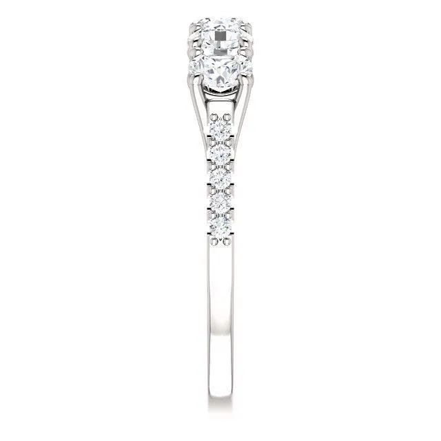Fire Brilliance Rings Estella Round Moissanite 12 Eternity Accent Diamonds Bezel Anniversary Band
