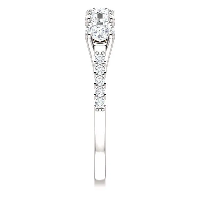 Fire Brilliance Rings Estella Round Moissanite 12 Eternity Accent Diamonds Bezel Anniversary Band