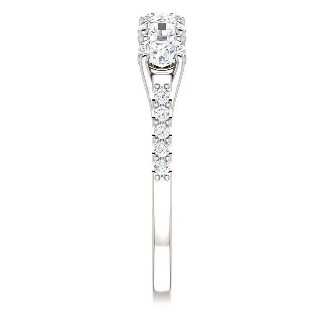 Fire Brilliance Rings Estella Round Moissanite 12 Eternity Accent Diamonds Bezel Anniversary Band