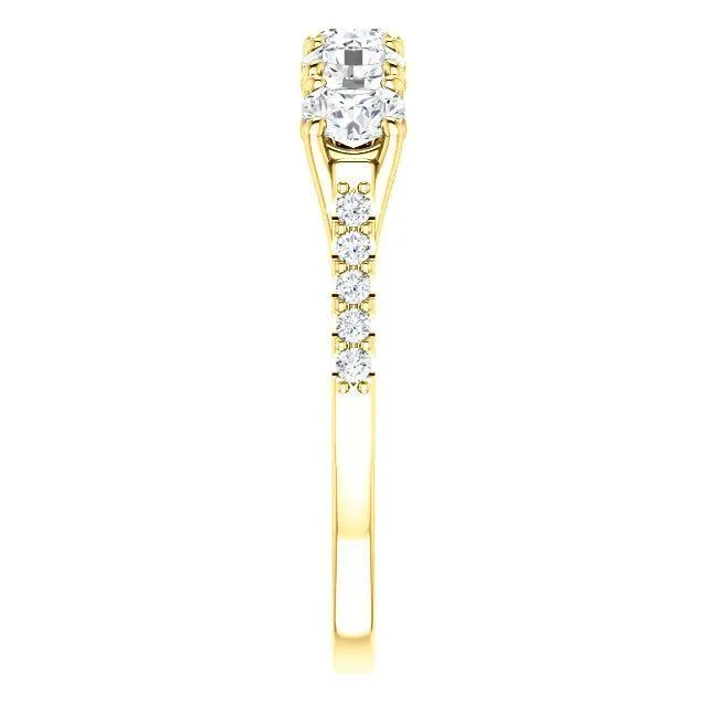 Fire Brilliance Rings Estella Round Moissanite 12 Eternity Accent Diamonds Bezel Anniversary Band
