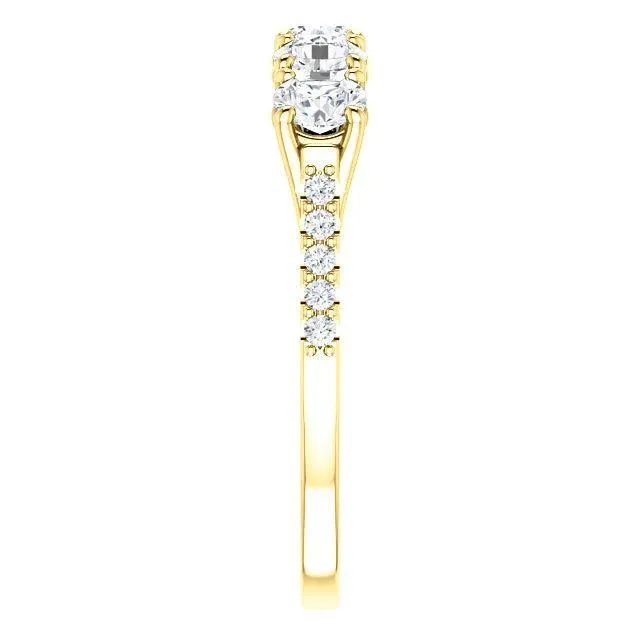 Fire Brilliance Rings Estella Round Moissanite 12 Eternity Accent Diamonds Bezel Anniversary Band