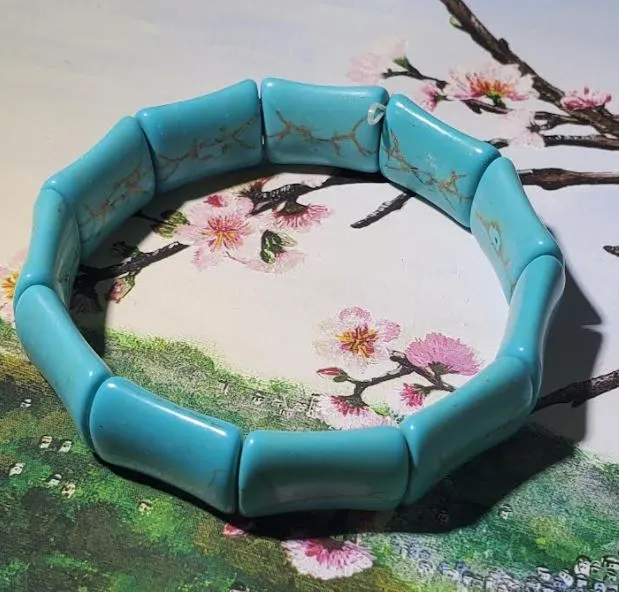POLLY Bracelets B1121 Turquoise Crackle Bamboo Shape Stone Bracelet