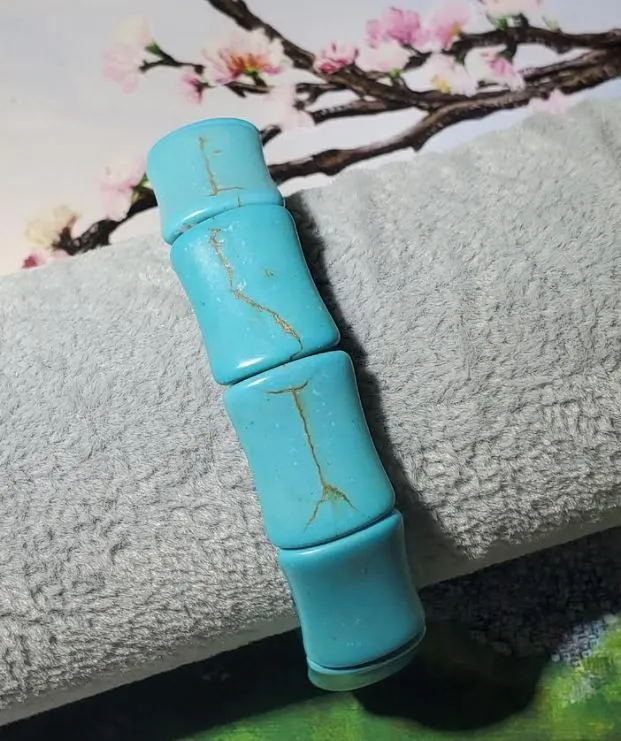 POLLY Bracelets B1121 Turquoise Crackle Bamboo Shape Stone Bracelet