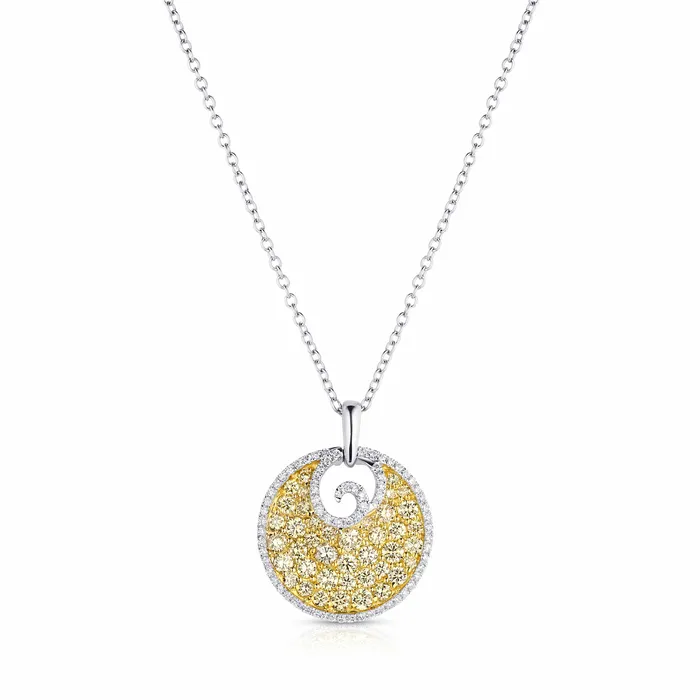 CJ Charles Jewelers Necklaces 18kt Gold Yellow Diamond Wave Pendant Necklace CJ Charles Jewelers Necklaces 18kt Gold Yellow Diamond Wave Pendant Necklace