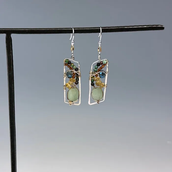 Earrings Art By Any Means Gemstone Parallelogram Earrings Earrings Art By Any Means Gemstone Parallelogram Earrings
