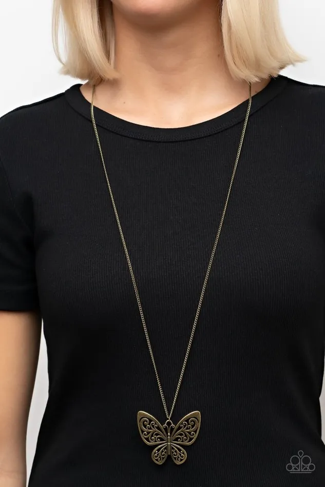 Necklaces Paparazzi Jewelry Paparazzi Necklace Butterfly Boutique Brass