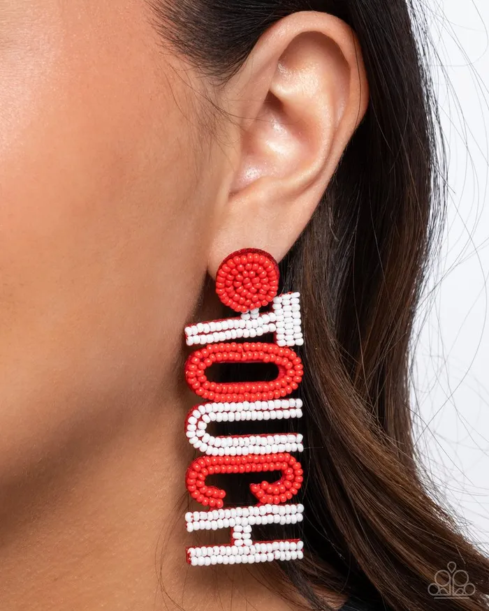 Paparazzi Earring Touchdown Texture Red Paparazzi Jewelry Earrings