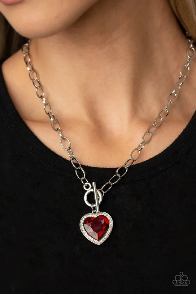 Paparazzi Jewelry Necklaces Paparazzi Necklace Check Your Heart Rate Red