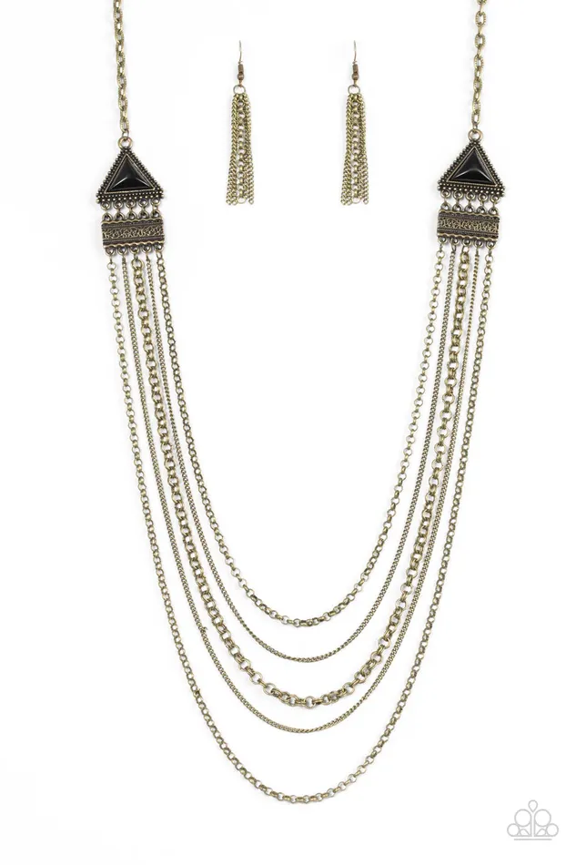 Paparazzi Jewelry Necklaces Paparazzi Necklace Running With Wolves Brass