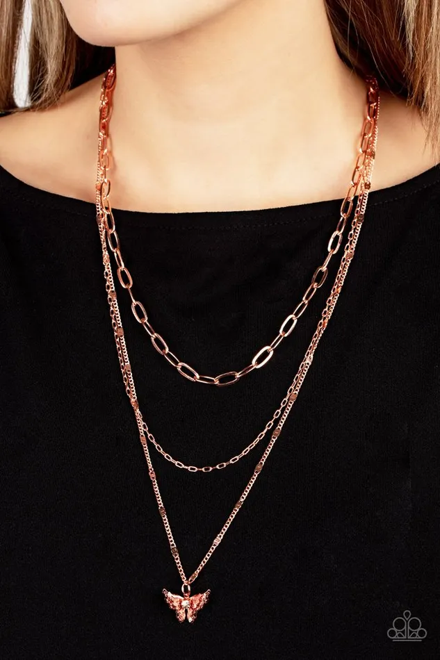 Paparazzi Necklace Bountiful Butterflies Copper Paparazzi Jewelry Necklaces