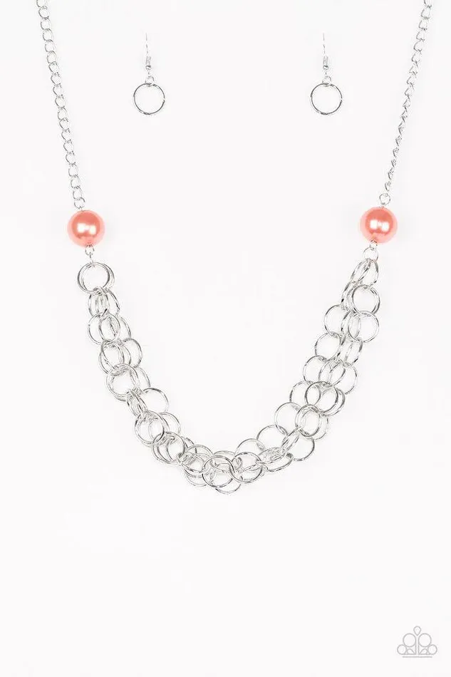 Paparazzi Necklace Daring Diva Orange Paparazzi Jewelry Necklaces