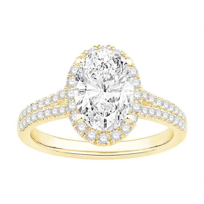 Rings Engagement Collections 14K Yellow Gold Diamond Semimount Ring with Oval Diamond Halo Rings Engagement Collections 14K Yellow Gold Diamond Semimount Ring with Oval Diamond Halo