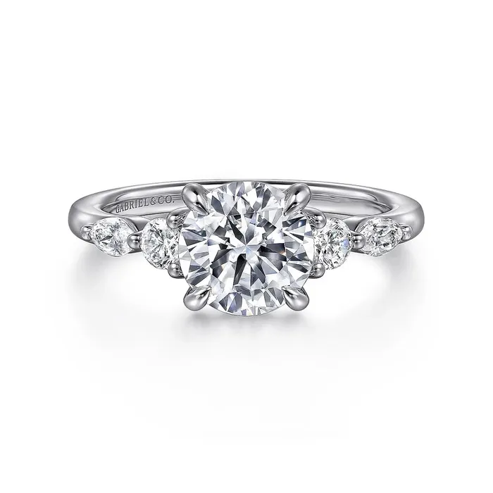 Rings Gabriel Co 14K White Gold Diamond Semimount Ring