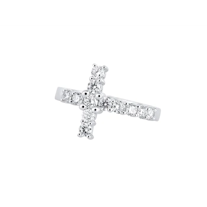 Rings Meierotto Jewelers 14K White Gold Diamond Cross Ring