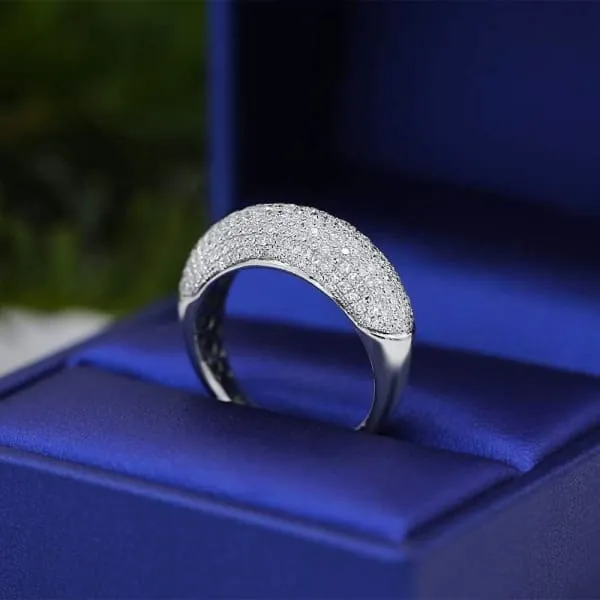 Rings Natural Round Brilliant Pave Diamond Fashion Ring Set in 14K White Gold 125ct tw Diamond Source NYC
