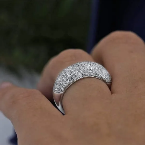 Rings Natural Round Brilliant Pave Diamond Fashion Ring Set in 14K White Gold 125ct tw Diamond Source NYC