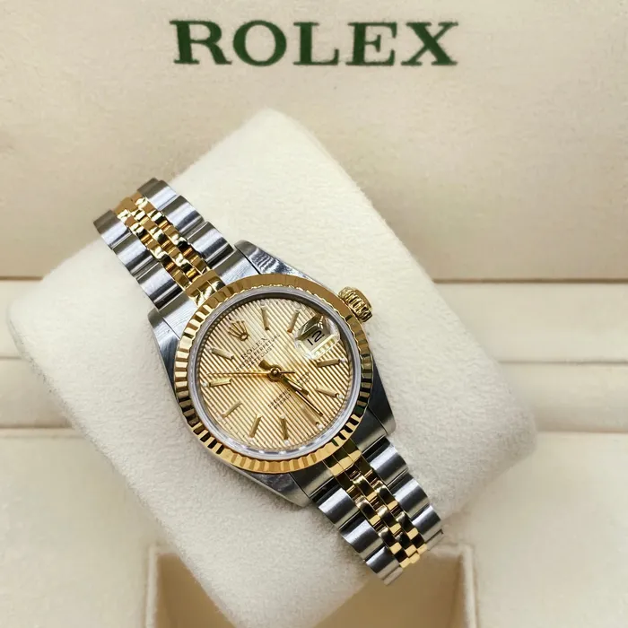 Rolex Datejust 26mm Ref 69173 Champagne Dial Two Tone Stainless Steel 18K Yellow Gold Jubilee Bracelet Womens Watch Rolex Bracelets