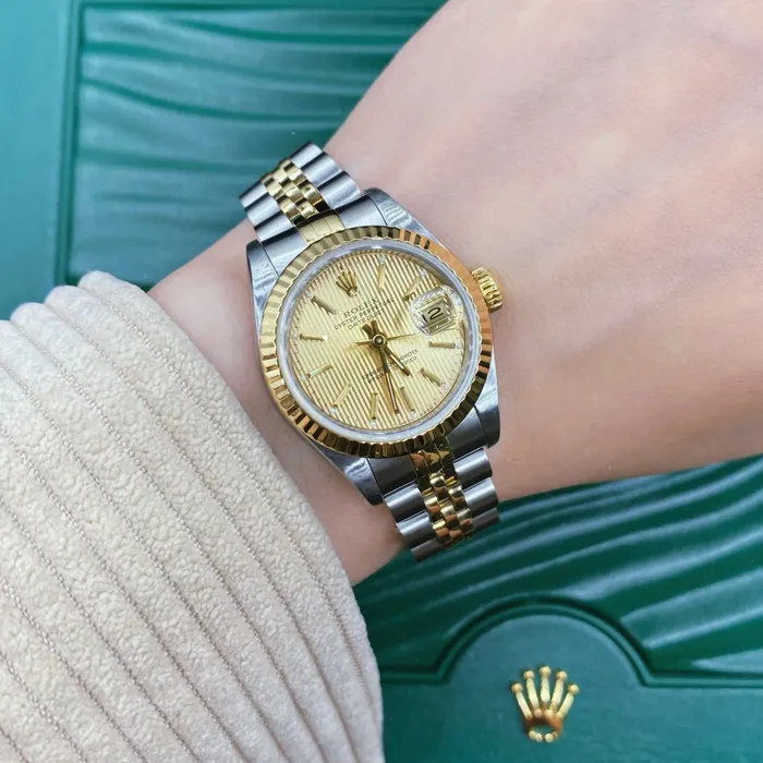 Rolex Datejust 26mm Ref 69173 Champagne Dial Two Tone Stainless Steel 18K Yellow Gold Jubilee Bracelet Womens Watch Rolex Bracelets