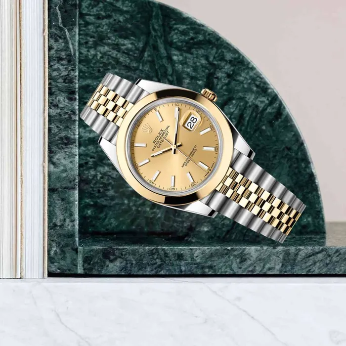 Rolex Datejust 41mm Ref 1263030010 Champagne Stick Dial Two Tone Stainless Steel 18K Yellow Gold Jubilee Bracelet Mens Watch Rolex Bracelets