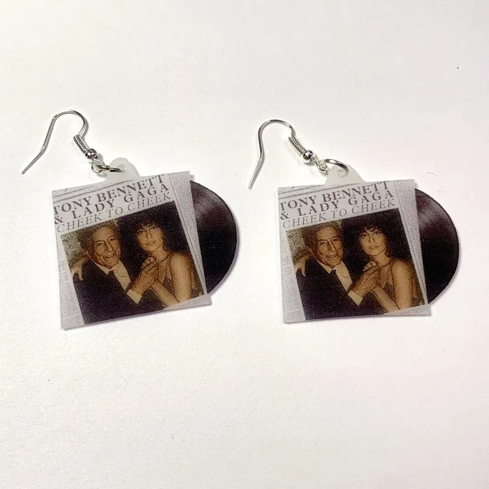 Sam Makes Things Earrings Lady Gaga Cheek to Cheek Vinyl Album Handmade Earrings Sam Makes Things Earrings Lady Gaga Cheek to Cheek Vinyl Album Handmade Earrings