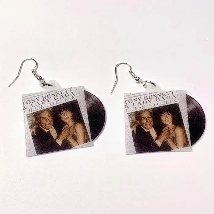 Sam Makes Things Earrings Lady Gaga Cheek to Cheek Vinyl Album Handmade Earrings