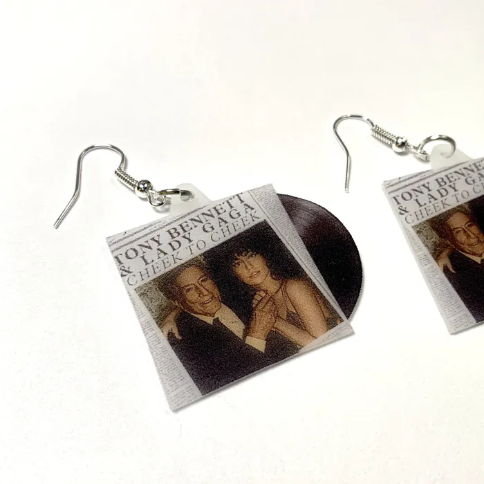 Sam Makes Things Earrings Lady Gaga Cheek to Cheek Vinyl Album Handmade Earrings