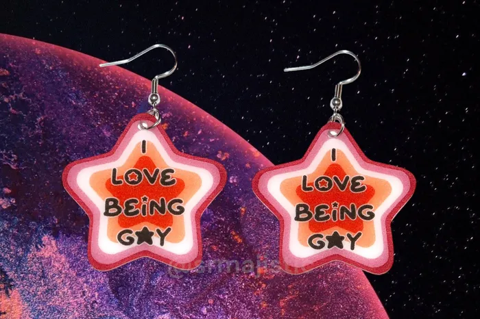 Sam Makes Things Earrings READY TO SHIP I Love Being Gay Various Pride Star Handmade Earrings Sam Makes Things Earrings READY TO SHIP I Love Being Gay Various Pride Star Handmade Earrings