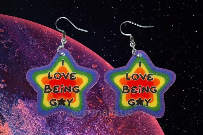 Sam Makes Things Earrings READY TO SHIP I Love Being Gay Various Pride Star Handmade Earrings