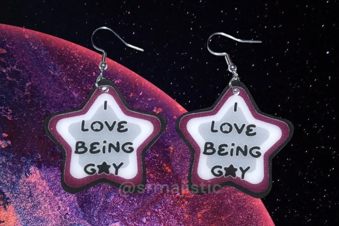 Sam Makes Things Earrings READY TO SHIP I Love Being Gay Various Pride Star Handmade Earrings
