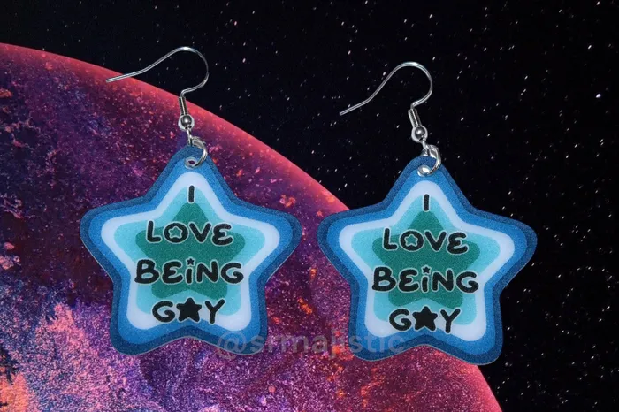 Sam Makes Things Earrings READY TO SHIP I Love Being Gay Various Pride Star Handmade Earrings