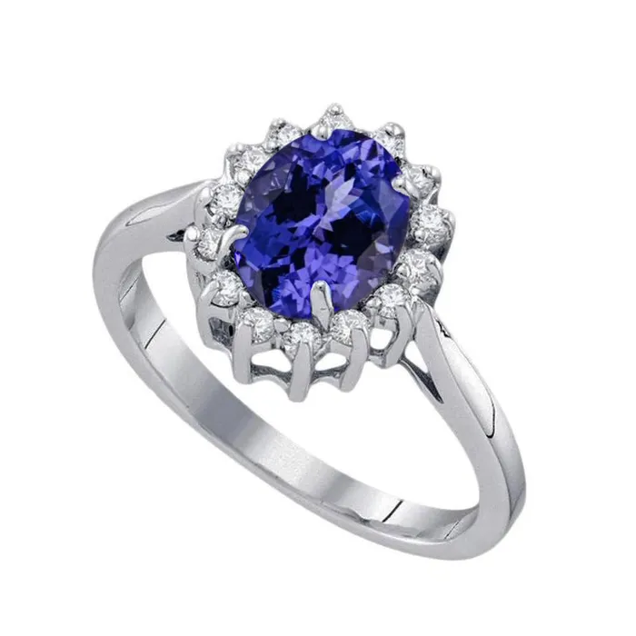 Big Oval Tanzanite Stone Fancy Ring 195 Carat Natural Earth Mined Diamond Jewelry Gold GB Rings Big Oval Tanzanite Stone Fancy Ring 195 Carat Natural Earth Mined Diamond Jewelry Gold GB Rings