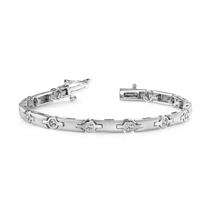 Bracelets GB 6 Ct Round Cut Bezel Setting Natural Earth Mined Diamond Bracelet Solid White Gold Jewelry Bracelets GB 6 Ct Round Cut Bezel Setting Natural Earth Mined Diamond Bracelet Solid White Gold Jewelry