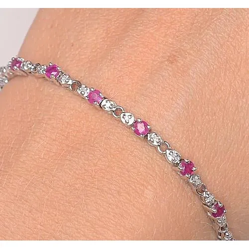 Bracelets GB Pink Sapphire Natural Earth Mined Diamond Tennis Bracelet 9 Carats Women Jewelry New Bracelets GB Pink Sapphire Natural Earth Mined Diamond Tennis Bracelet 9 Carats Women Jewelry New
