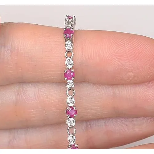 Bracelets GB Pink Sapphire Natural Earth Mined Diamond Tennis Bracelet 9 Carats Women Jewelry New Bracelets GB Pink Sapphire Natural Earth Mined Diamond Tennis Bracelet 9 Carats Women Jewelry New
