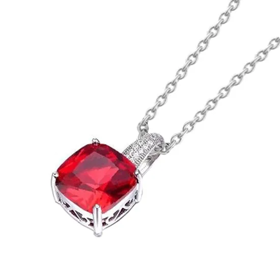 GB Pendant Necklace 675 Ct Ruby And Natural Earth Mined Diamonds White Gold 14K Necklaces GB Pendant Necklace 675 Ct Ruby And Natural Earth Mined Diamonds White Gold 14K Necklaces
