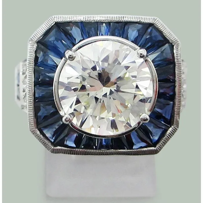 GB Rings Round Lab Grown Diamonds Sri Lanka Sapphire Ring 650 Carats White Gold 14K GB Rings Round Lab Grown Diamonds Sri Lanka Sapphire Ring 650 Carats White Gold 14K