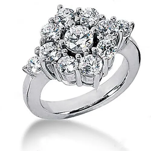 GB Round Cluster Natural Earth Mined Diamond Engagement Ring Rings