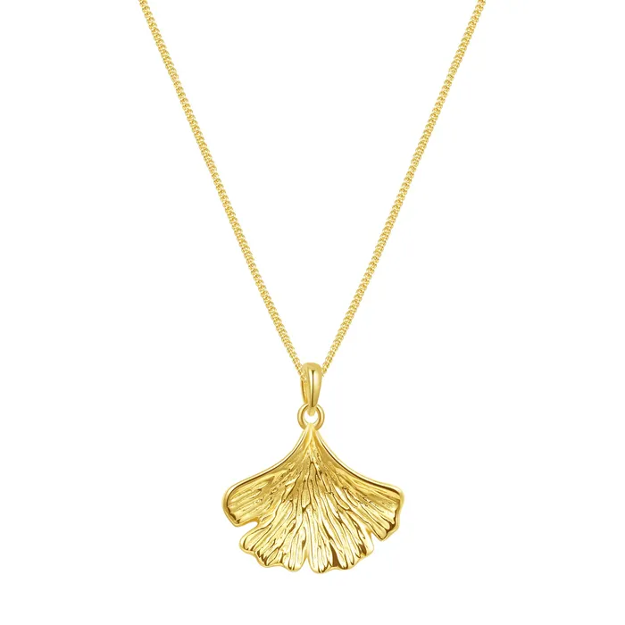 Ginkgo Leaf Pendant Necklace Sterling Silver Gold Hey Happiness Necklaces