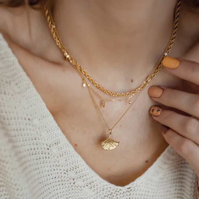 Ginkgo Leaf Pendant Necklace Sterling Silver Gold Hey Happiness Necklaces