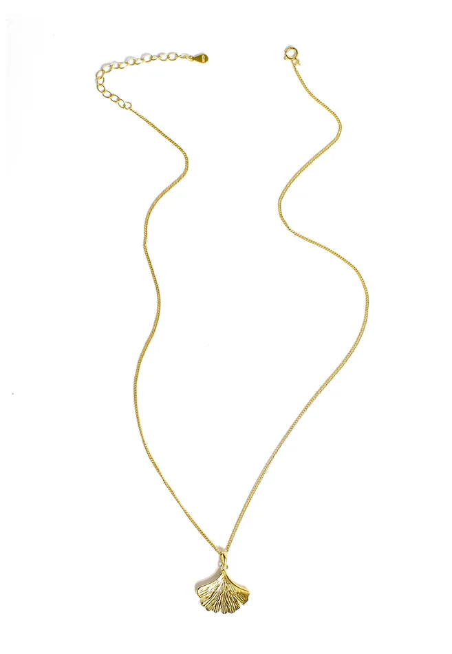 Ginkgo Leaf Pendant Necklace Sterling Silver Gold Hey Happiness Necklaces