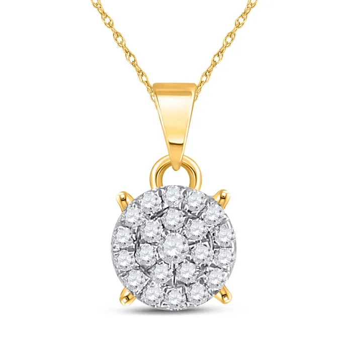 GND 10Kt Yellow Gold Womens Round Diamond Circle Cluster Pendant 16 Cttw GND Necklaces GND 10Kt Yellow Gold Womens Round Diamond Circle Cluster Pendant 16 Cttw GND Necklaces