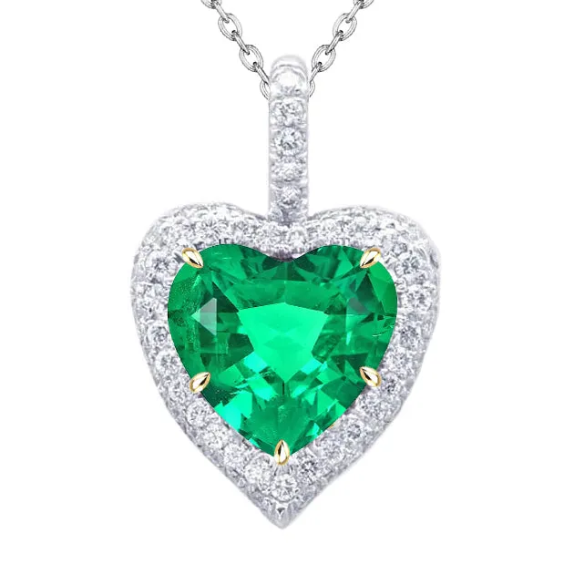 HarryChadEntcom Necklaces Green Emerald Heart Diamond Pendant Fine Jewelry HarryChadEntcom Necklaces Green Emerald Heart Diamond Pendant Fine Jewelry