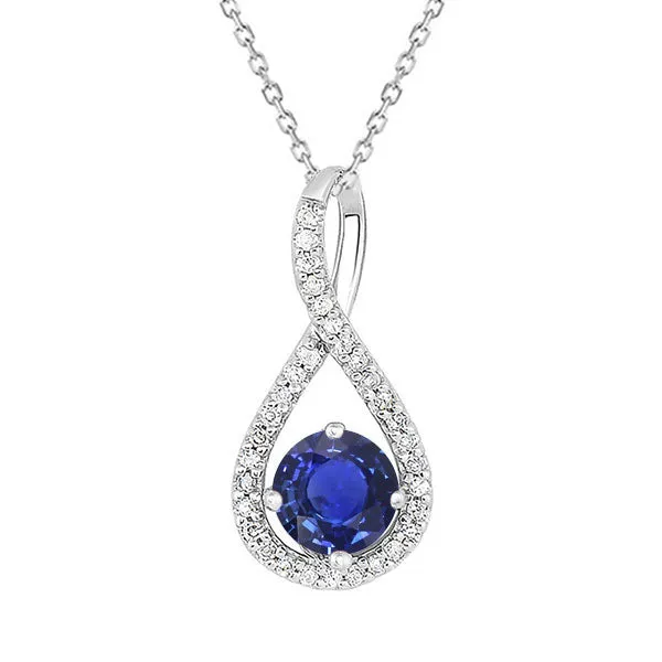 HarryChadEntcom Necklaces Natural Earth Mined Diamond Round Ceylon Sapphire Pendant Infinity Style 225 Carats HarryChadEntcom Necklaces Natural Earth Mined Diamond Round Ceylon Sapphire Pendant Infinity Style 225 Carats