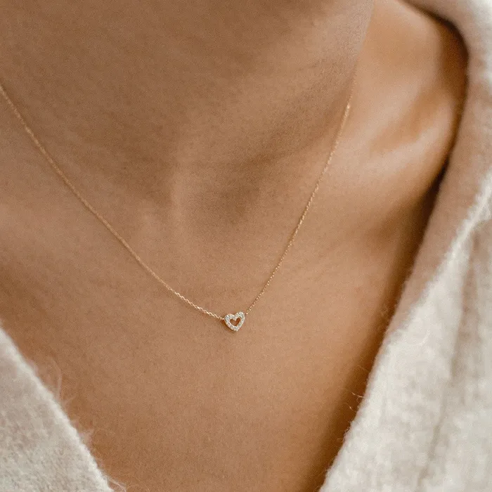 Hey Happiness Amore Heart Pendant Necklace 14K Gold Necklaces