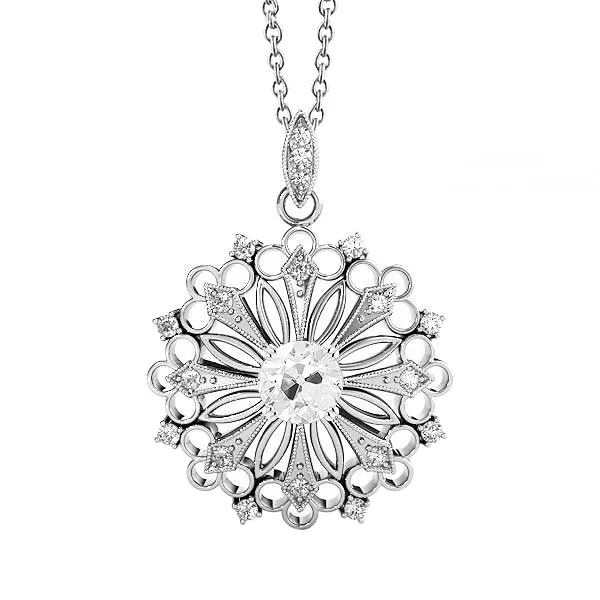 Necklaces HarryChadEntcom Natural Earth Mined Diamond Pendant Antique Style Round Old Cut Prong Set 2 Carats